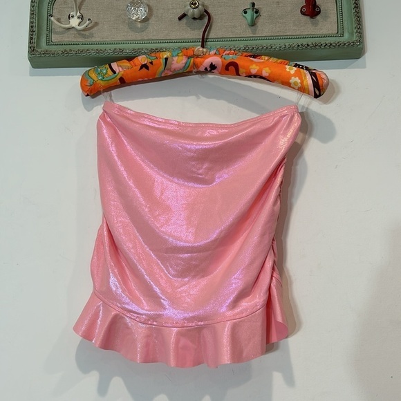 Metallic pink ruffle mini skirt women’s size small - Picture 4 of 4